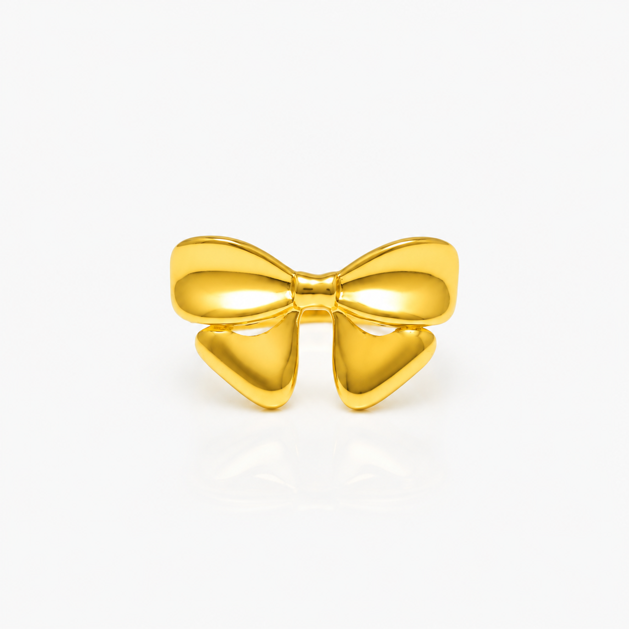Classic Golden Bow Ring – Minimal Adjustable Statement Ring