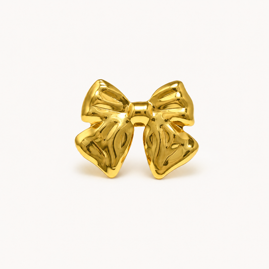 Golden Bow Statement Ring – Minimal Luxury Adjustable Ring