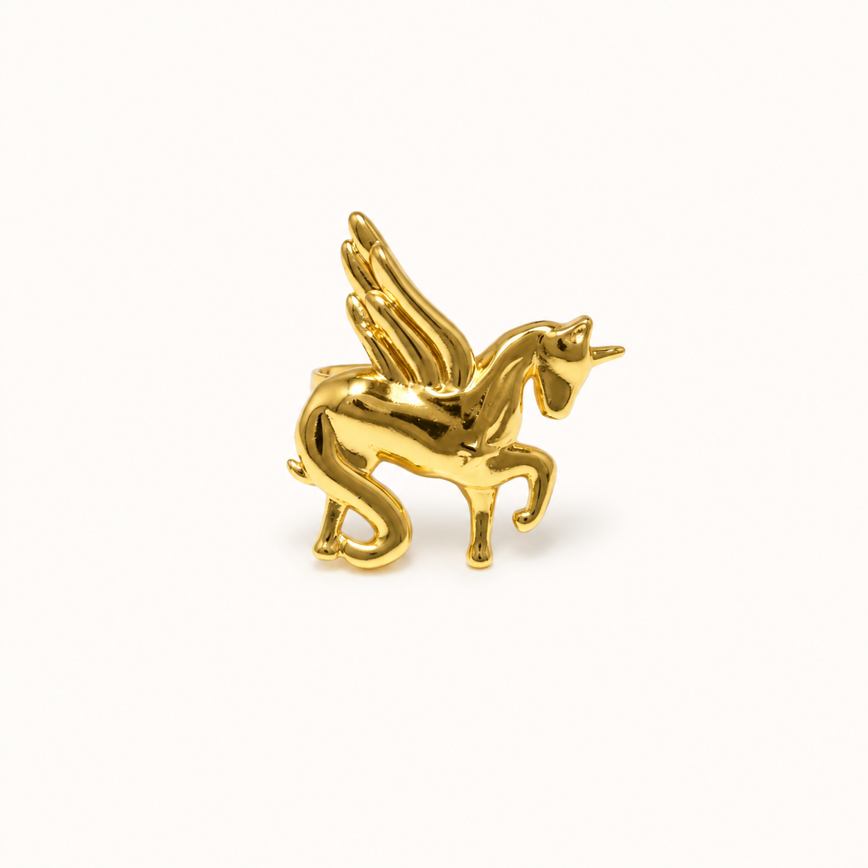 Golden Pegasus Unicorn Ring – Fantasy Statement Adjustable Ring