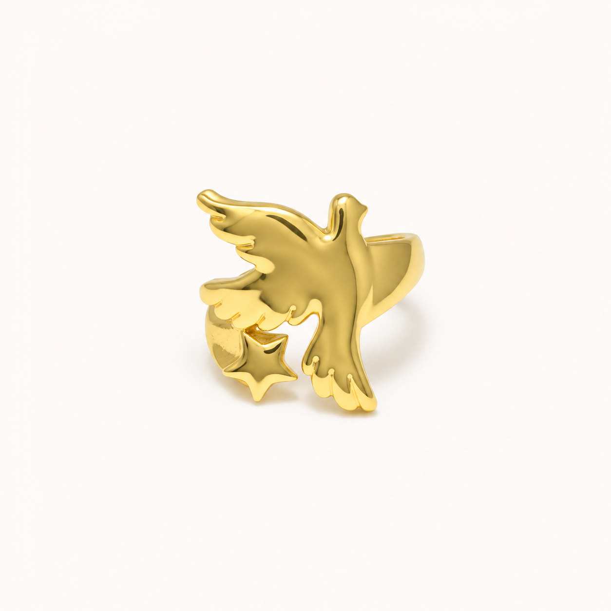 Golden Angel Star Ring – Minimal Statement Adjustable Ring