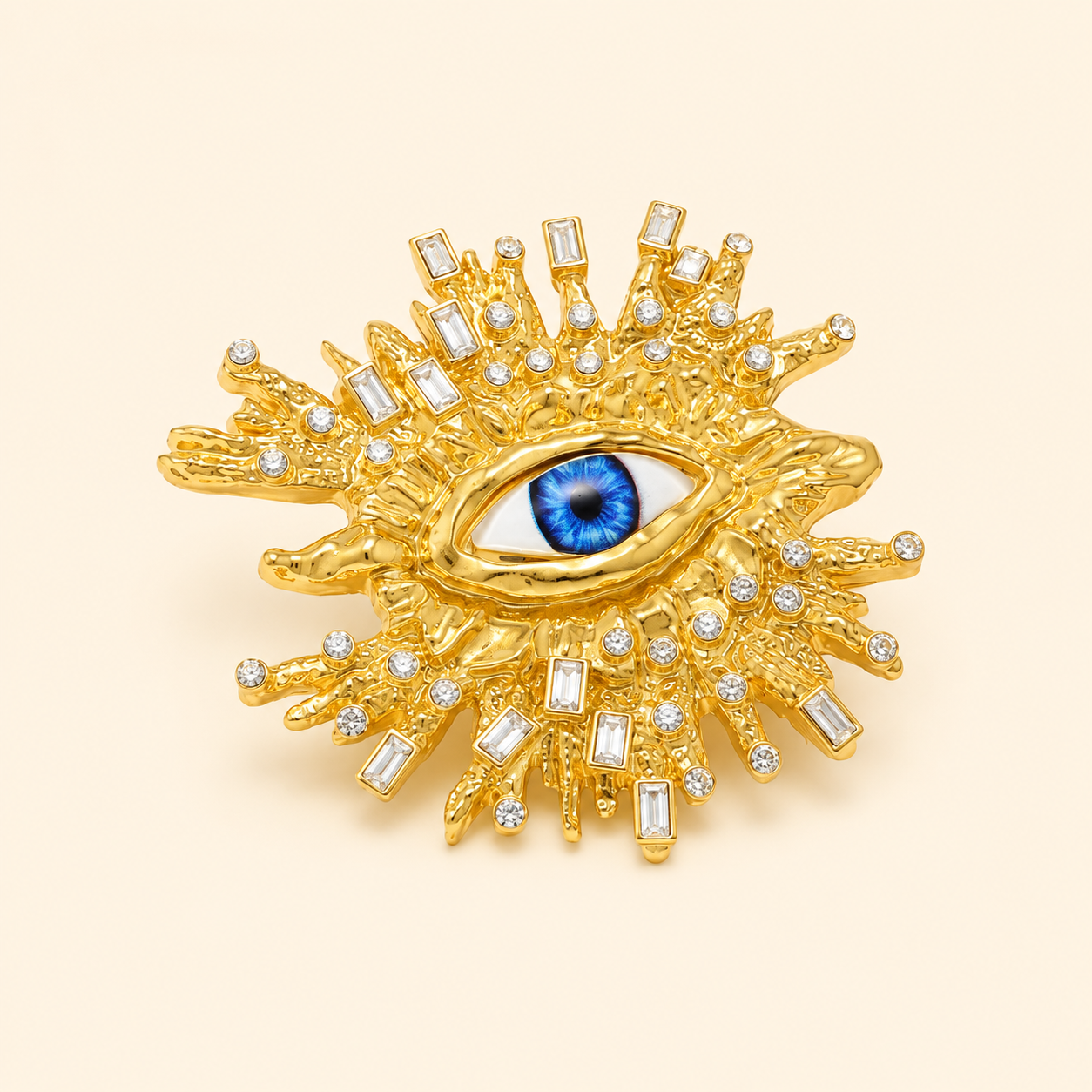 Royal Evil Eye Statement Ring – Gold Plated Crystal Designer Ring