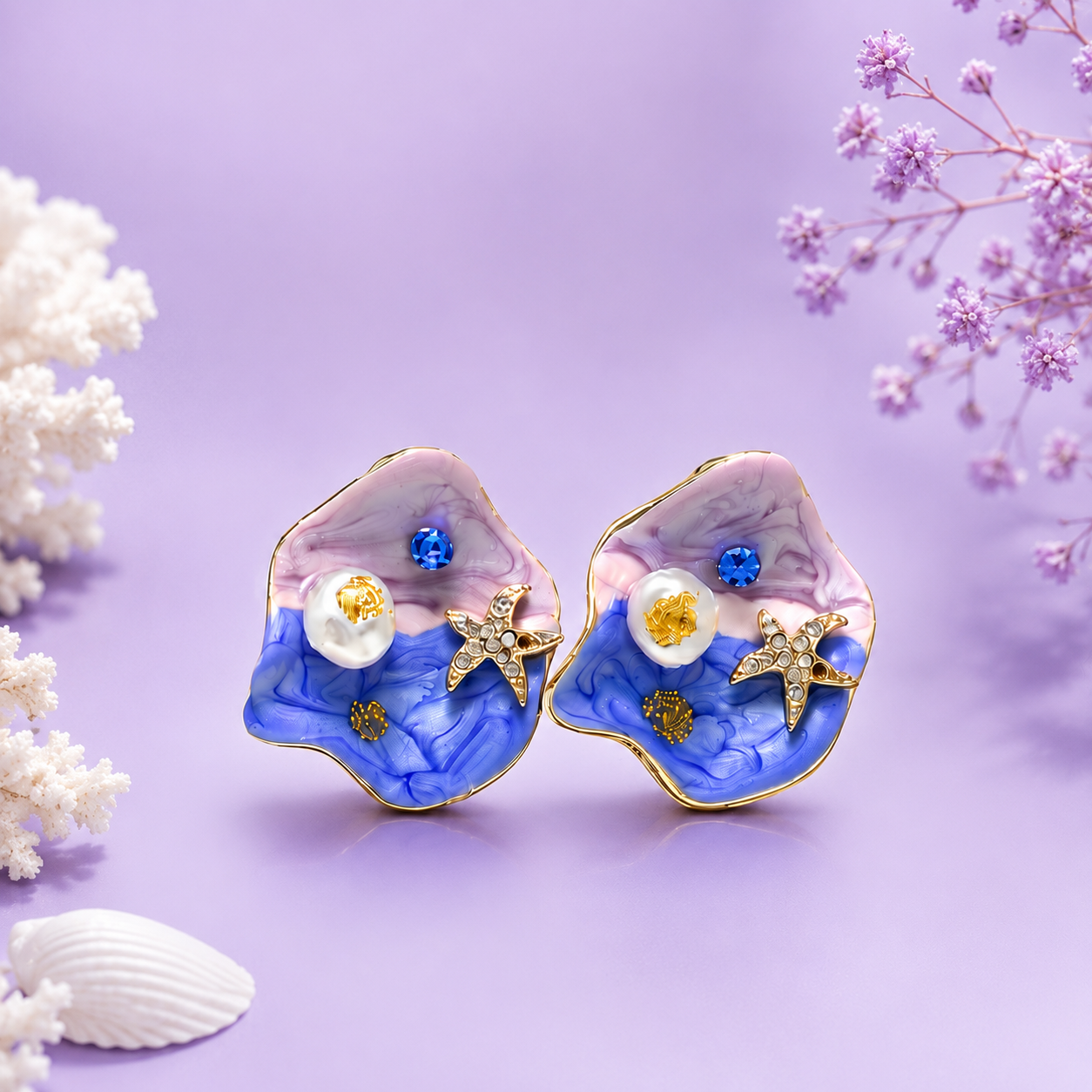 Ocean Charm Abstract Stud Earrings for Women |