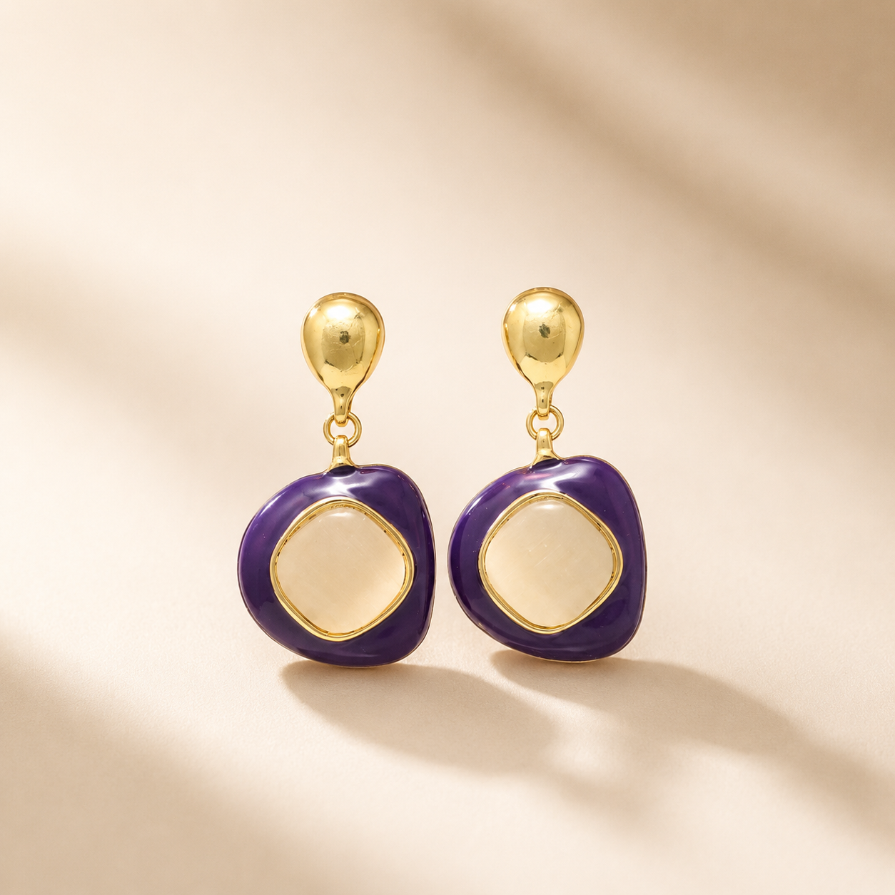 Blush Geometric Drop Earrings for Women
