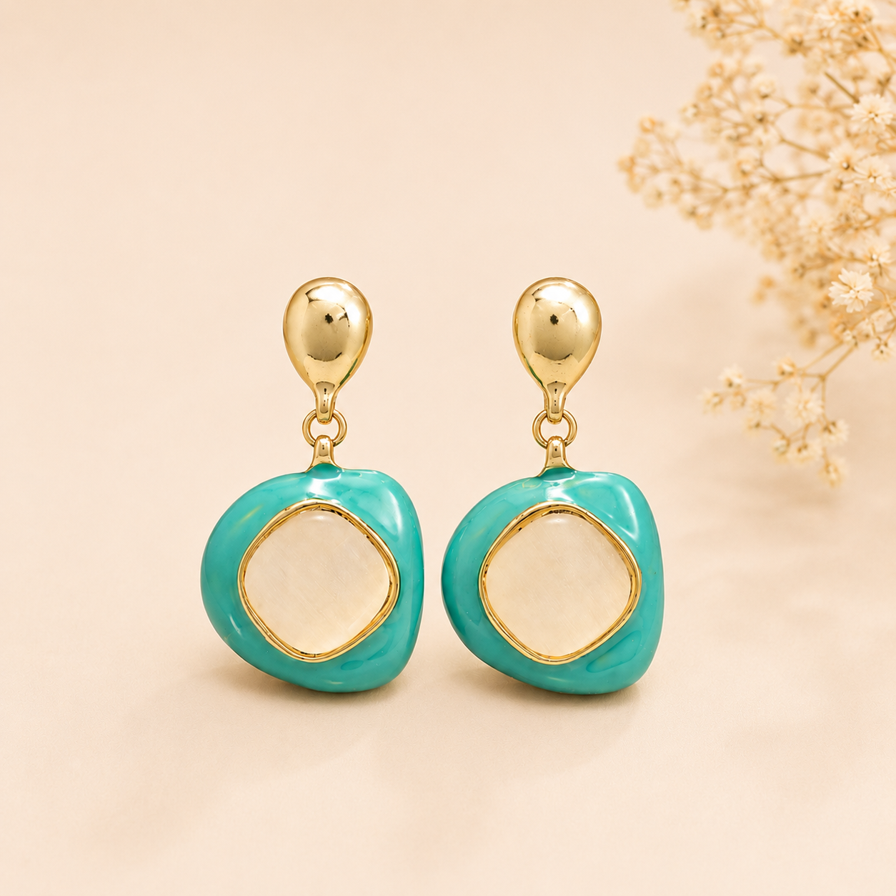 Blush Geometric Drop Earrings for Women