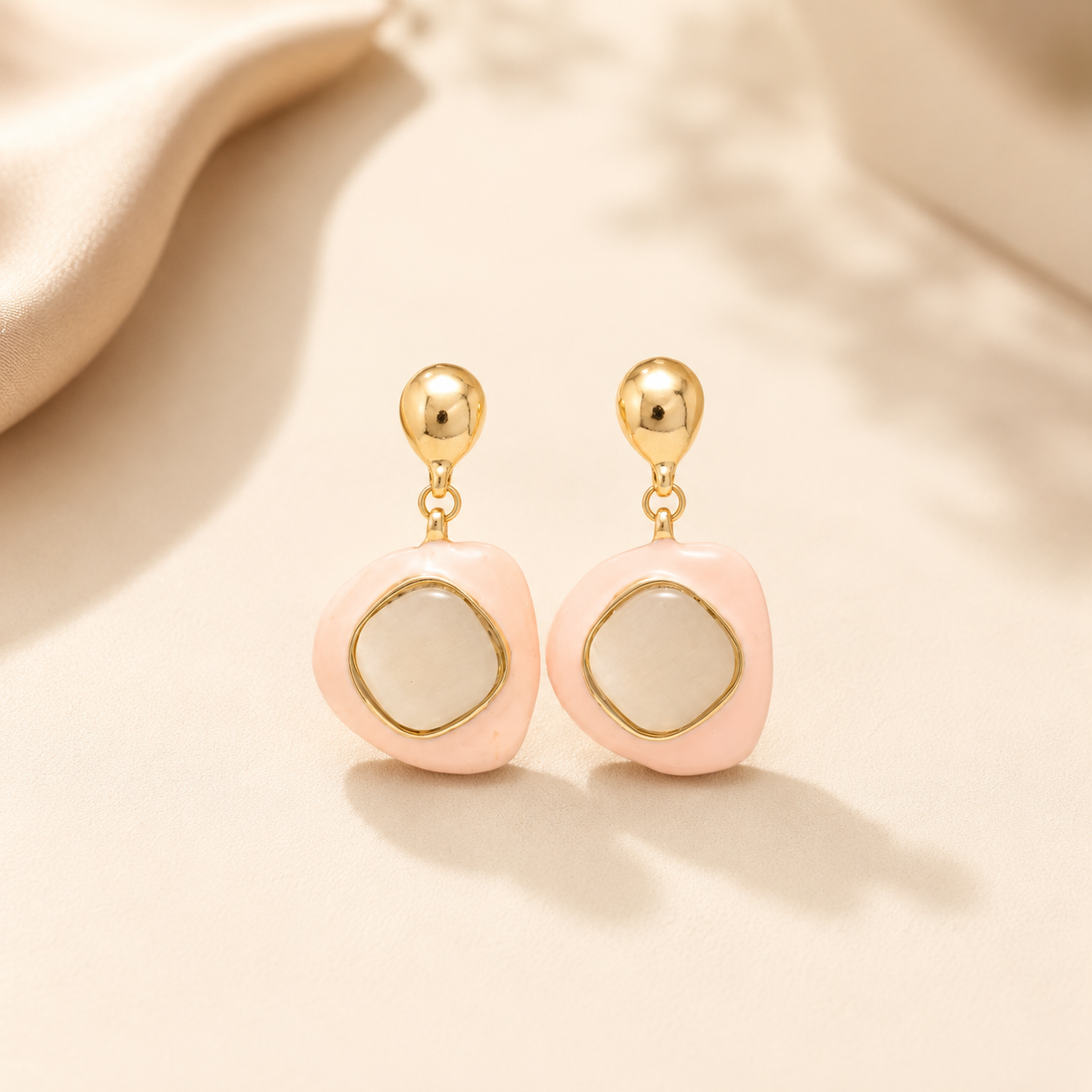 Blush Geometric Drop Earrings for Women