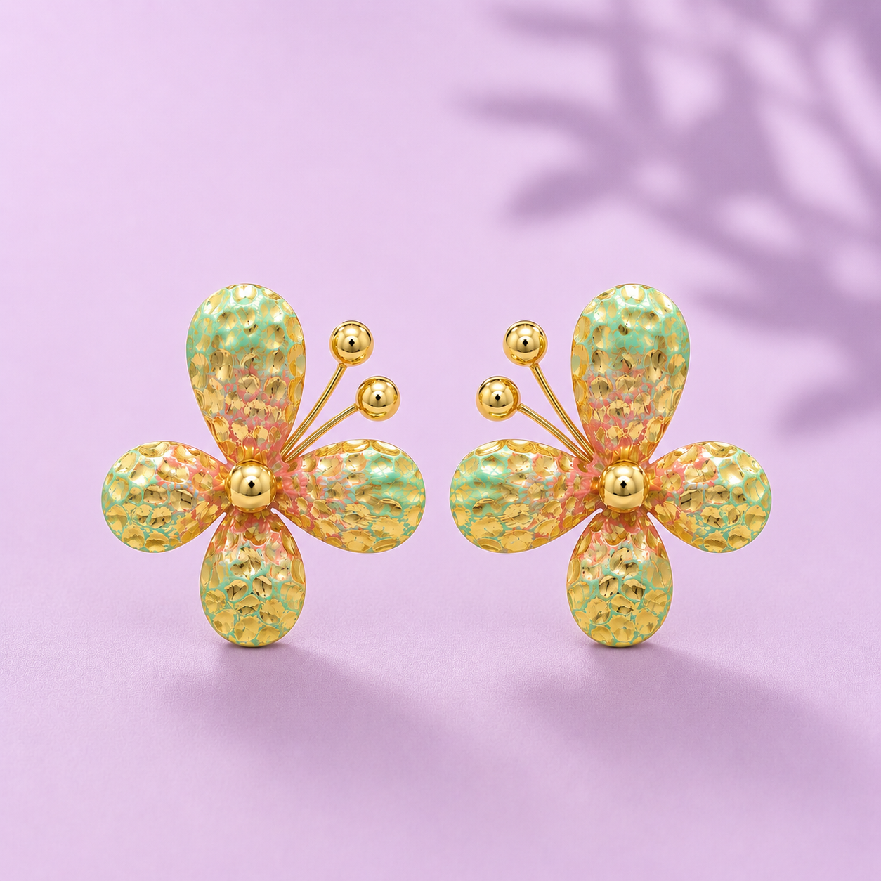 Pastel Floral Statement Earrings for Women | Premium Anti-Tarnish Gold-Plated Earrings
