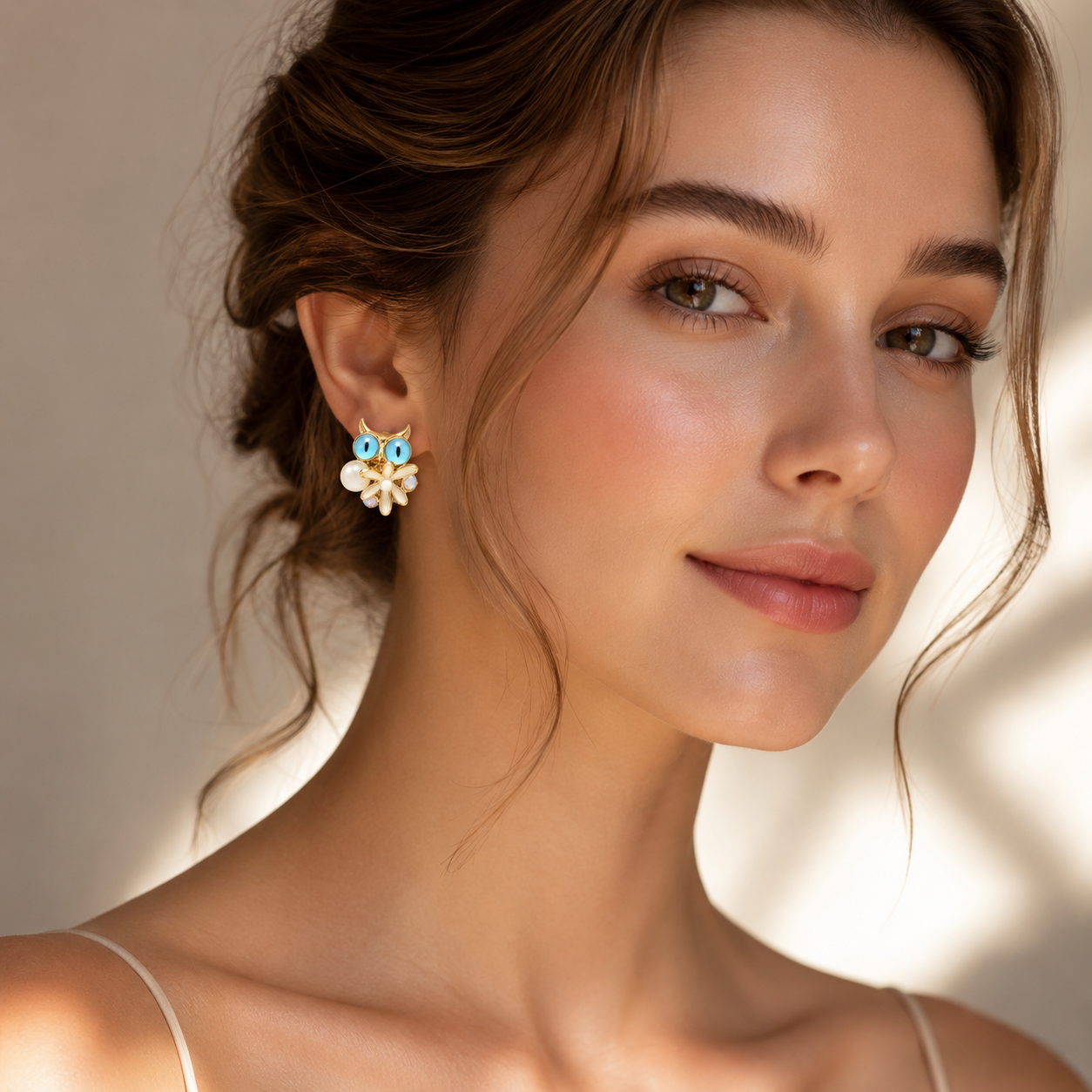 Cute Owl Pearl Stud Earrings for Women