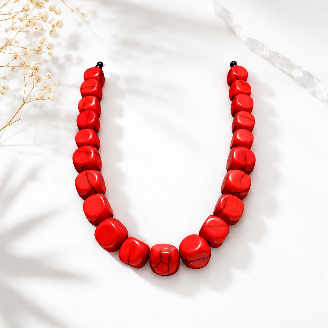 Ruby Glow Chunky Beaded Necklace