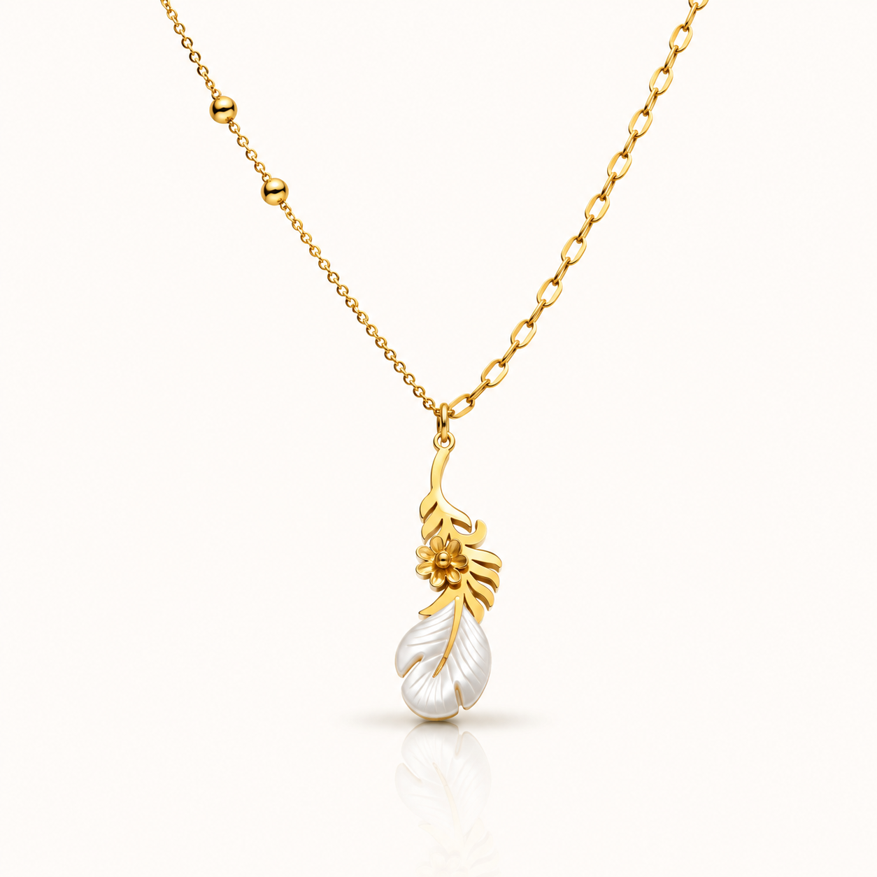 Golden Leaf Floral Charm Pendant