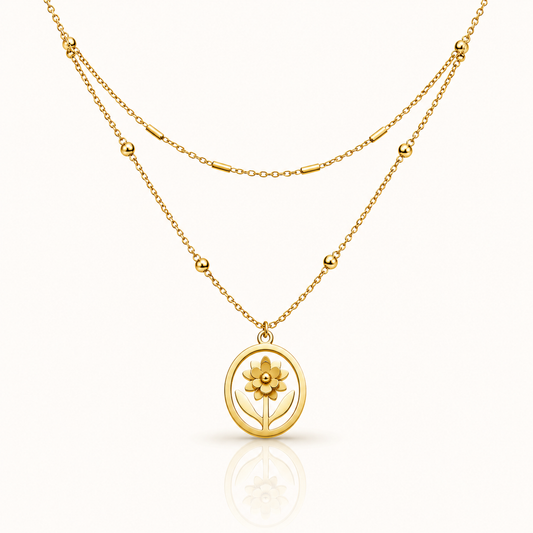 Golden Daisy Layered Pendant