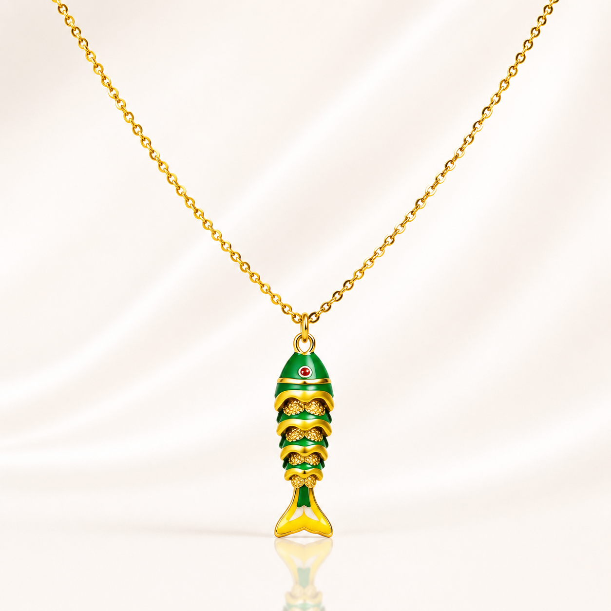 Emerald Fish Charm Pendant