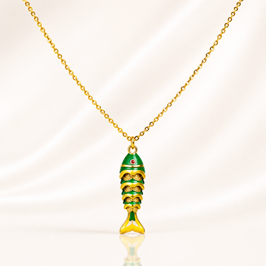 Emerald Fish Charm Pendant