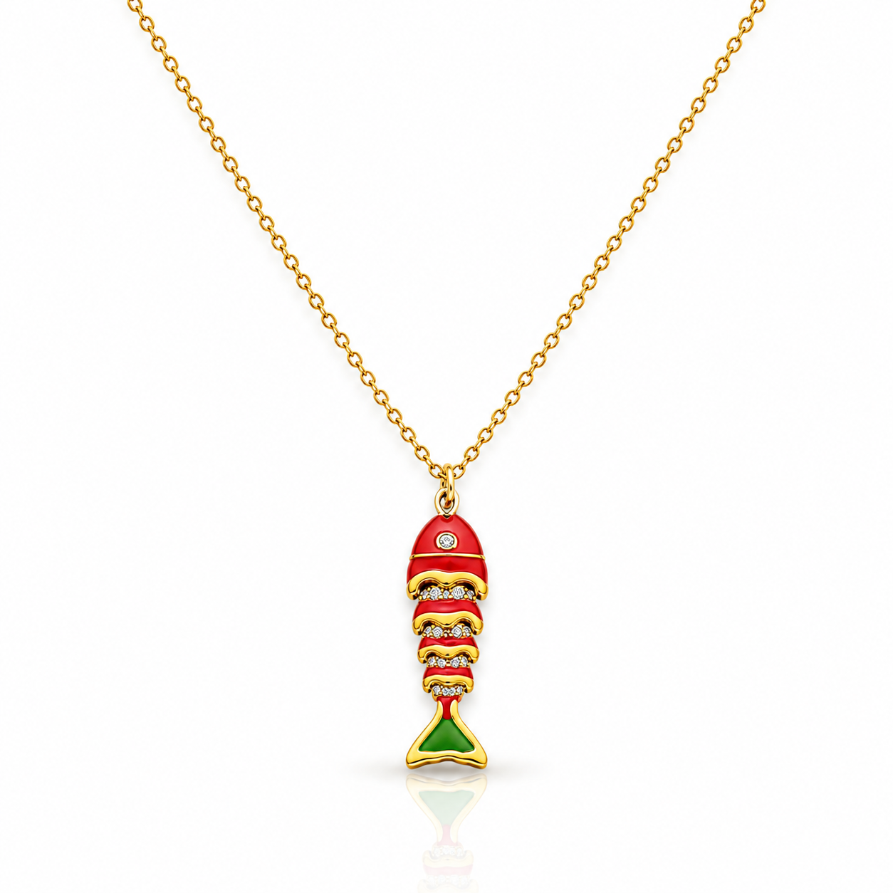 Ruby Fish Charm Pendant