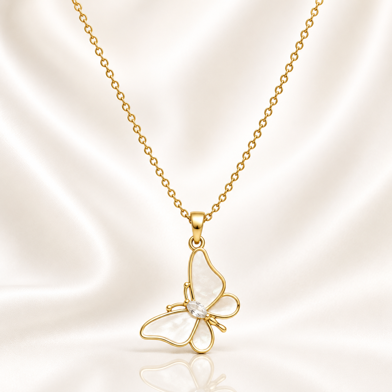 Pearl Butterfly Gold Pendant
