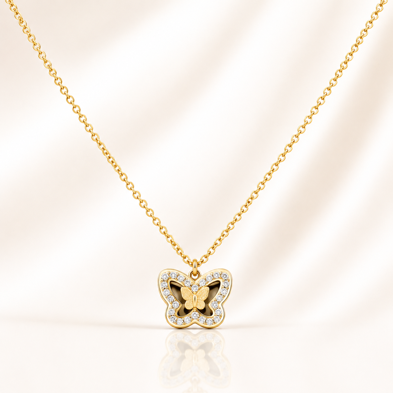 Golden Butterfly Crystal Pendant