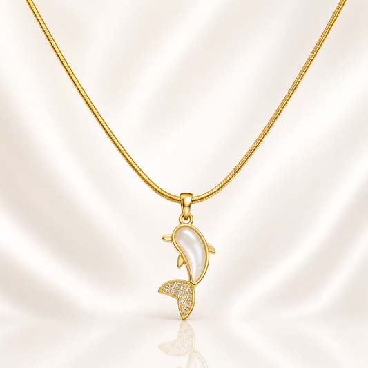 Golden Dolphin Pearl Pendant