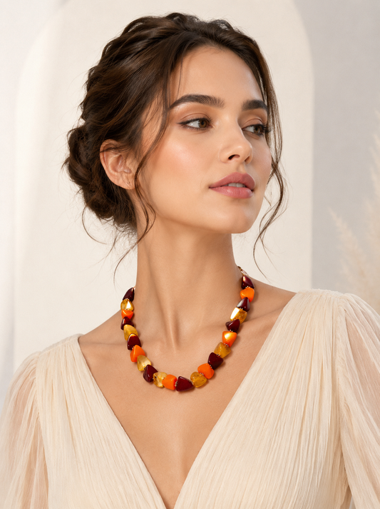 Sunset Aura Abstract Beaded Necklace