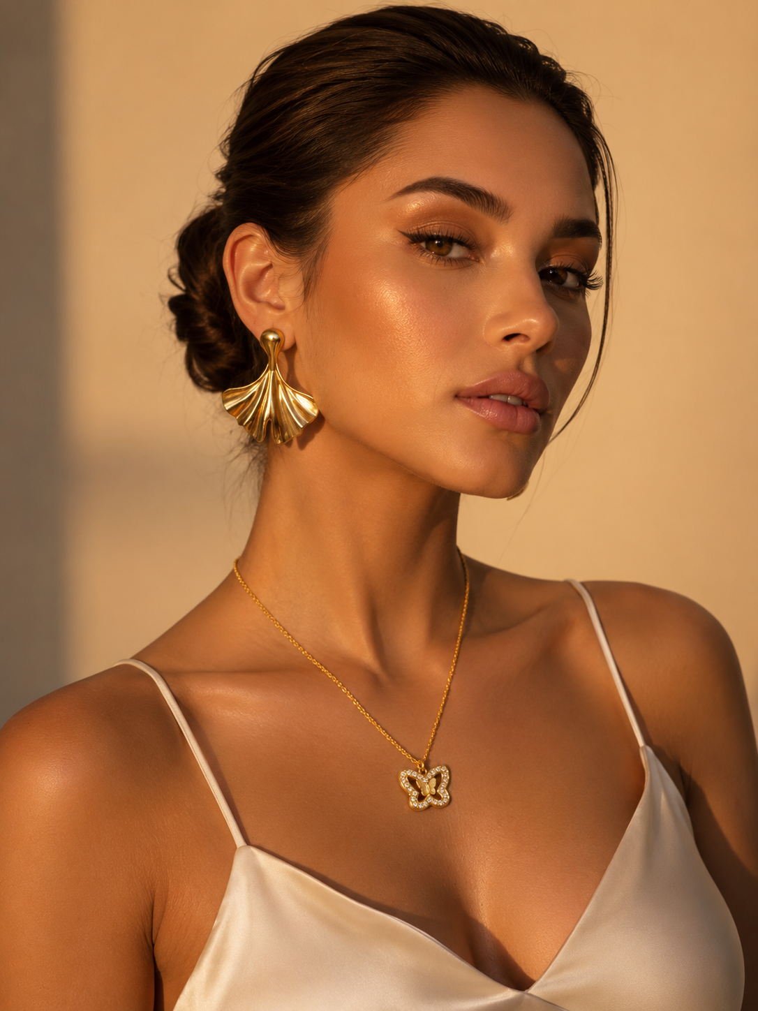 Golden Butterfly Crystal Pendant