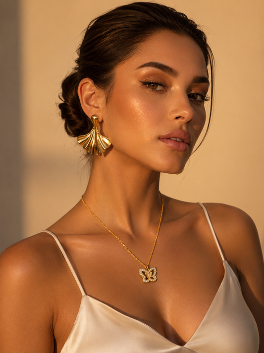 Golden Butterfly Crystal Pendant