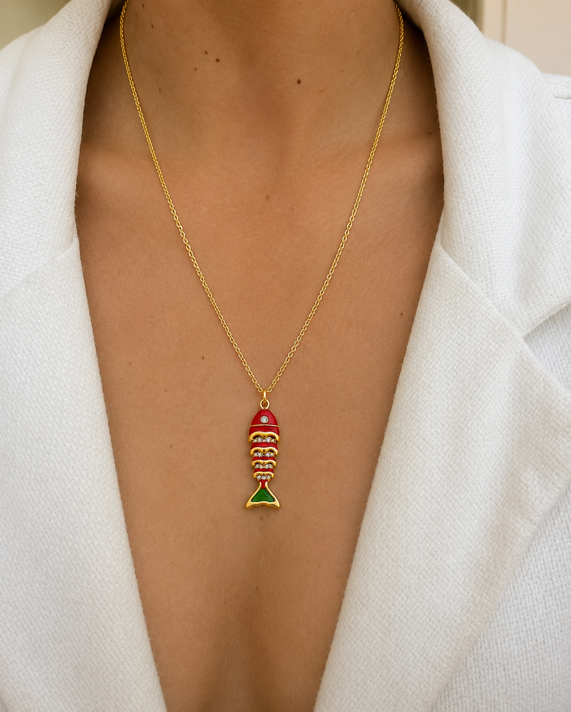 Ruby Fish Charm Pendant