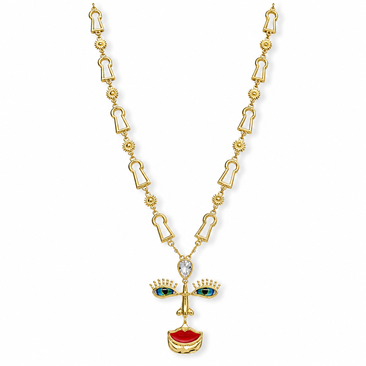 Surreal Face Charm Pendant Necklace