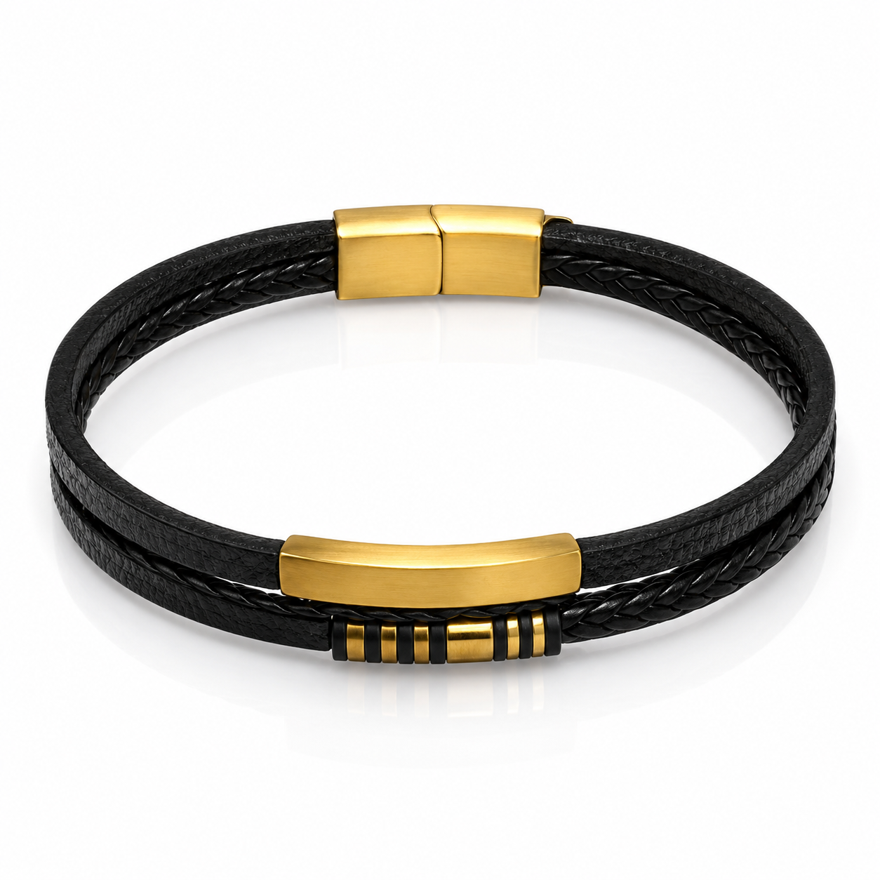 Minimal Gold Bar Leather Bracelet