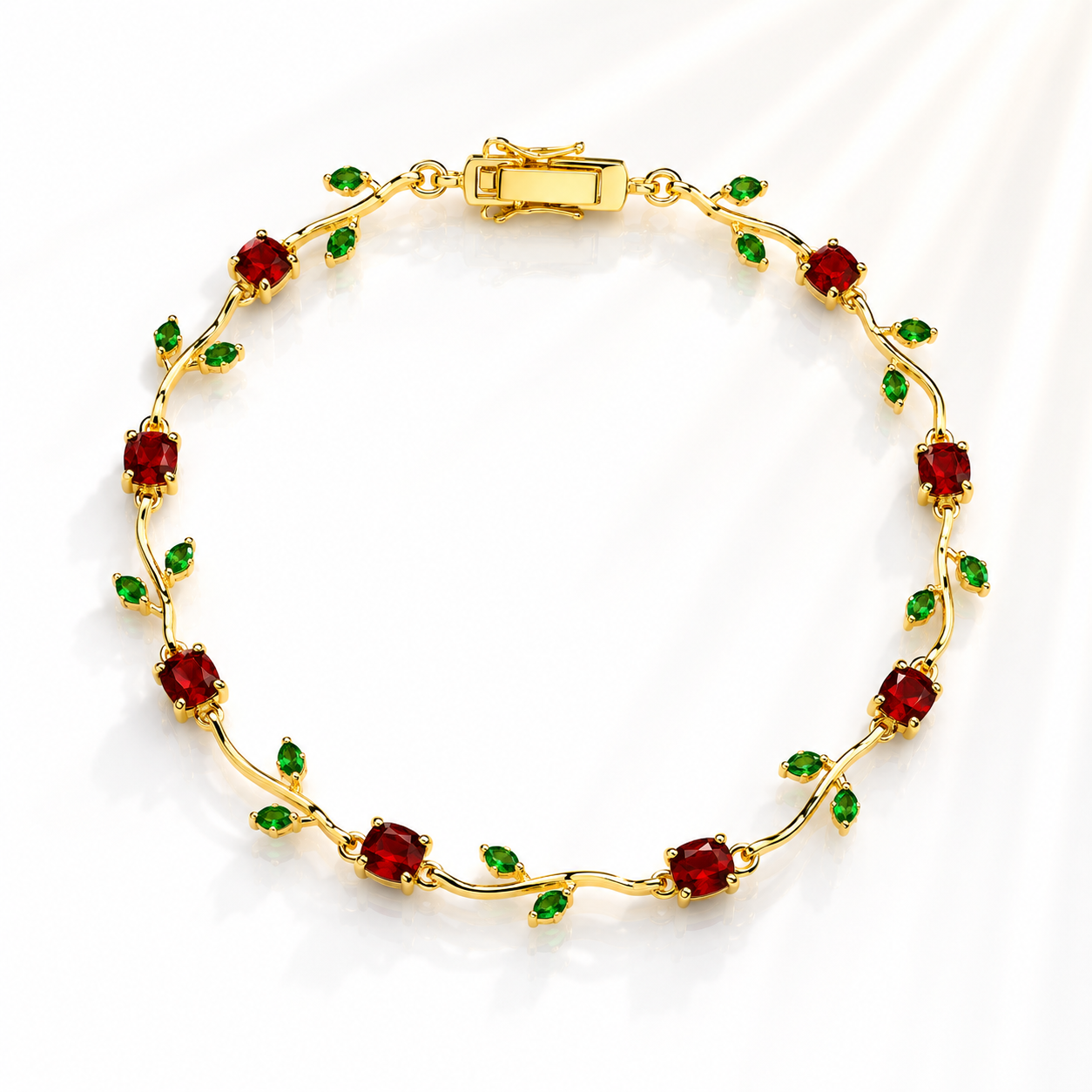 Tulif Emerald Ruby Vine Bracelet