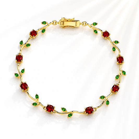 Tulif Emerald Ruby Vine Bracelet
