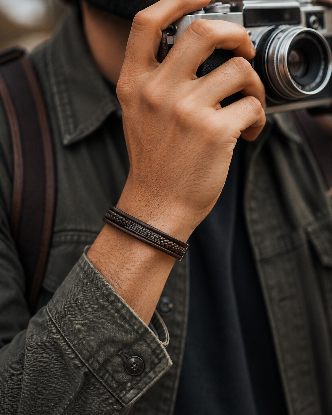 Classic Brown Braided Leather Bracelet