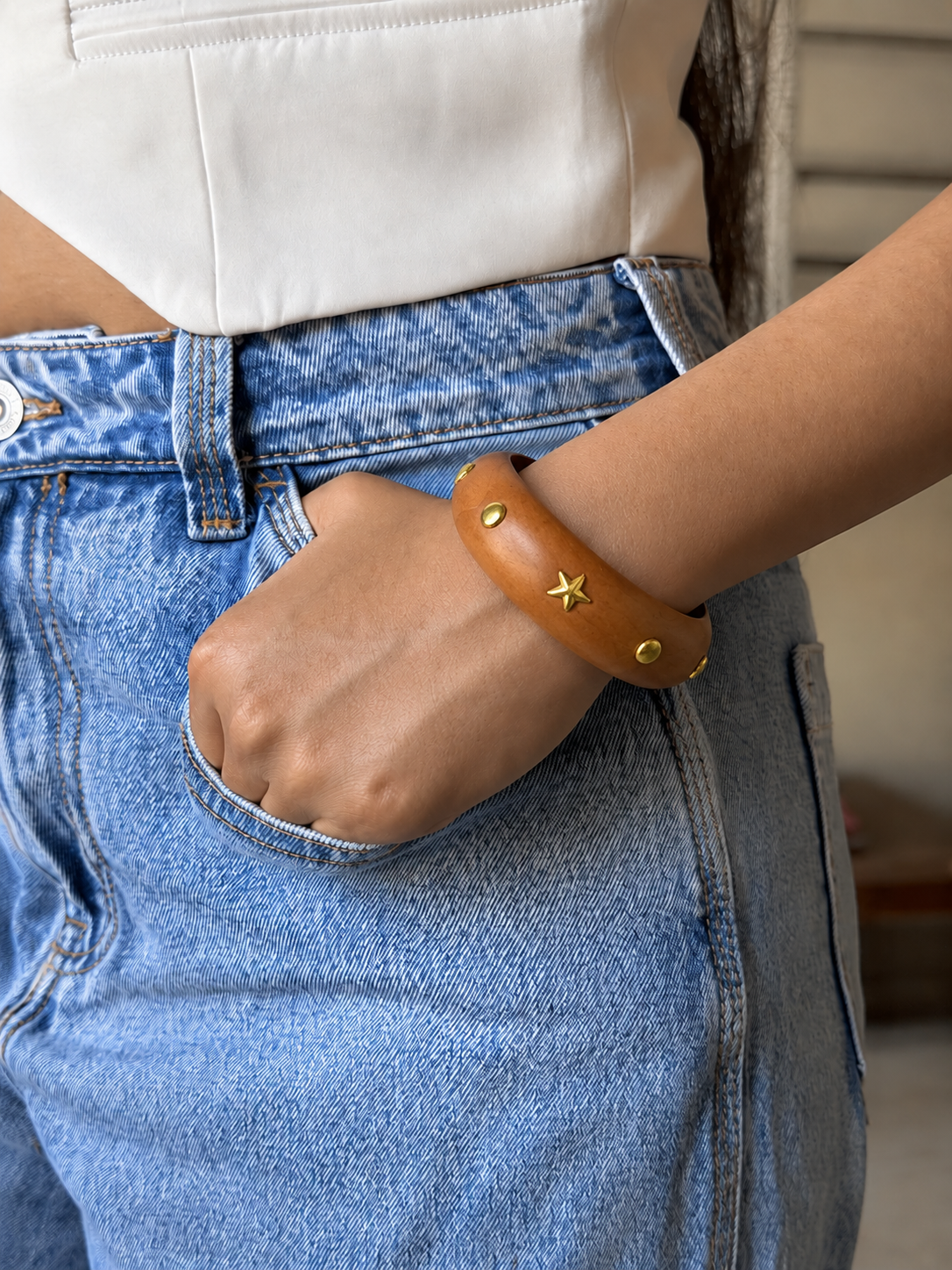 Ocean Star Wooden Bangle
