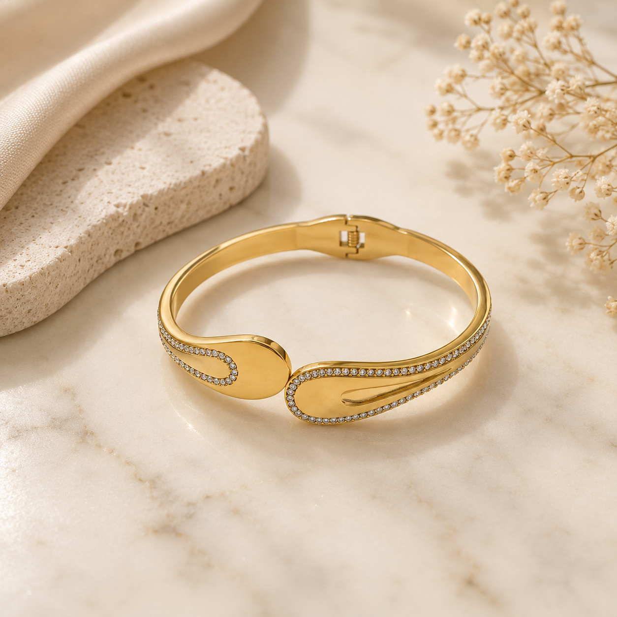 Luxury Crystal Gold Cuff Bracelet