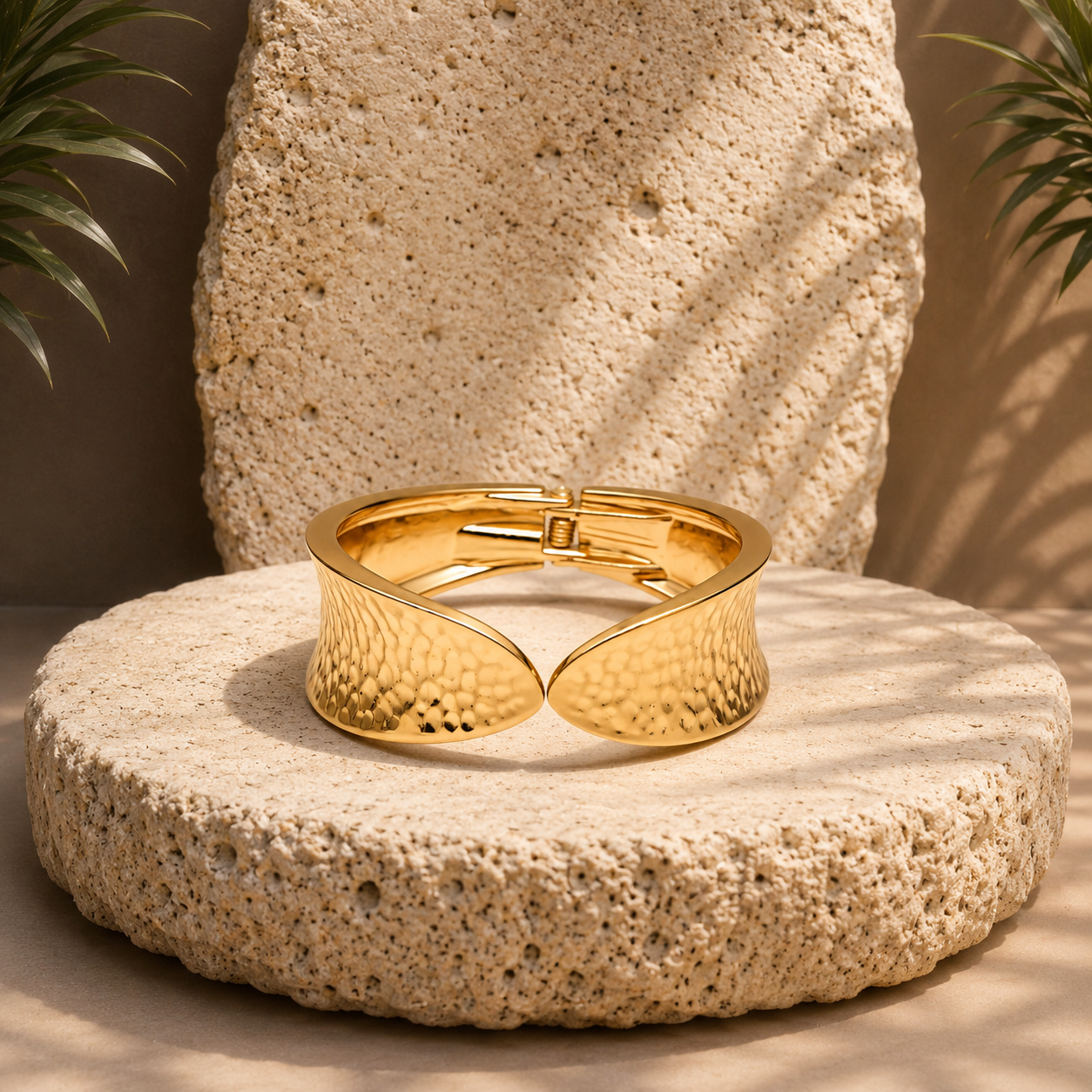 Hammered Gold Statement Cuff Bracelet