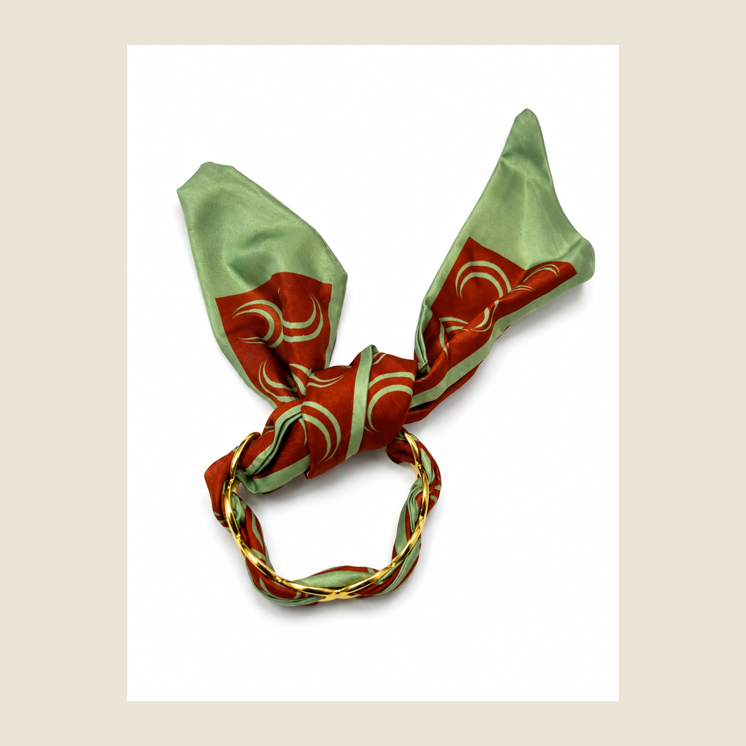 Silk Fabric Bracelet – Sage Crescent Edition