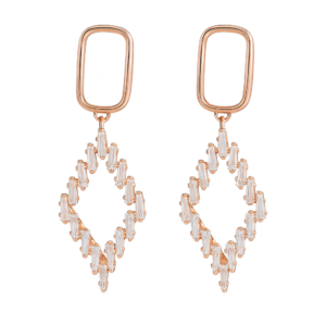 Rose Gold Geometric Crystal Drop Earrings