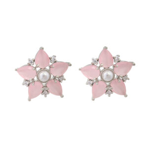 Pink Blossom Pearl Stud Earrings