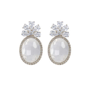 Crystal Oval Halo Drop Earrings