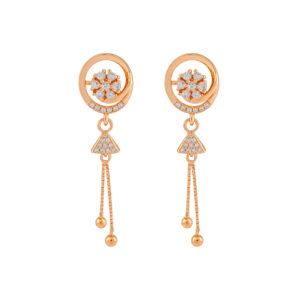 Rose Gold Crystal Circle Drop Ad Earrings