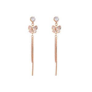 Rose Gold Butterfly Chain Drop Earrings