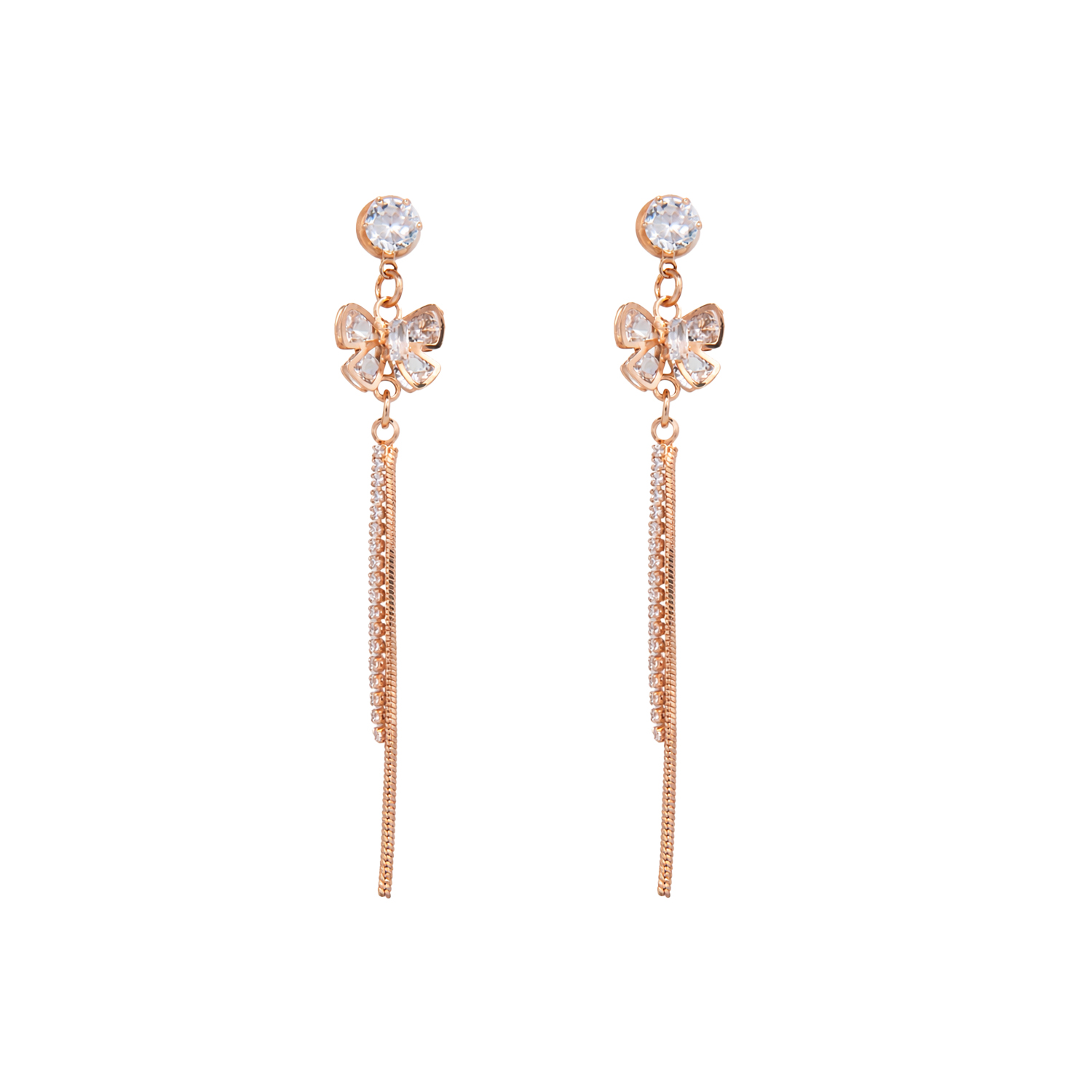 Rose Gold Butterfly Chain Drop Earrings