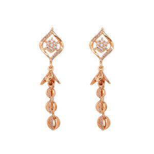 Rose Gold Crystal Leaf Drop Ad Earrings