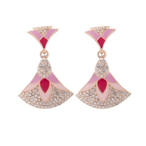 Rose Gold Floral Fan Dangle Earrings