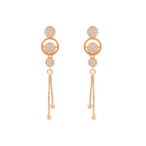 Rose Gold Crystal Circle Dangle Earrings (Anti-Tarnish Finish)