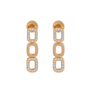 Rose Gold Crystal Link Drop Ad Earrings (Anti-Tarnish Finish)