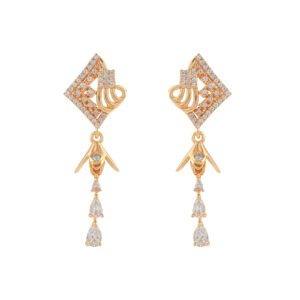 Rose Gold Crystal Diamond Drop Ad Earrings (Anti-Tarnish Finish)