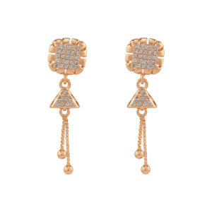 Rose Gold Crystal Geometric Drop Ad Earrings (Anti-Tarnish)