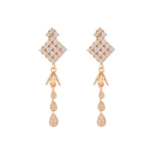 Rose Gold Crystal Diamond Drop Ad Earrings (Anti-Tarnish)