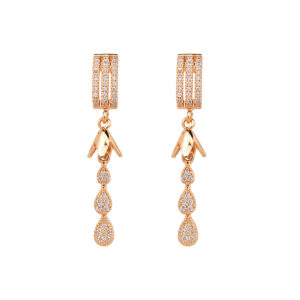 Rose Gold Crystal Cascade Drop Ad Earrings (Anti-Tarnish)