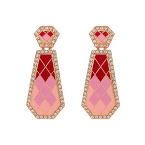 Rose Gold Blush & Ruby Harlequin Drop Earrings