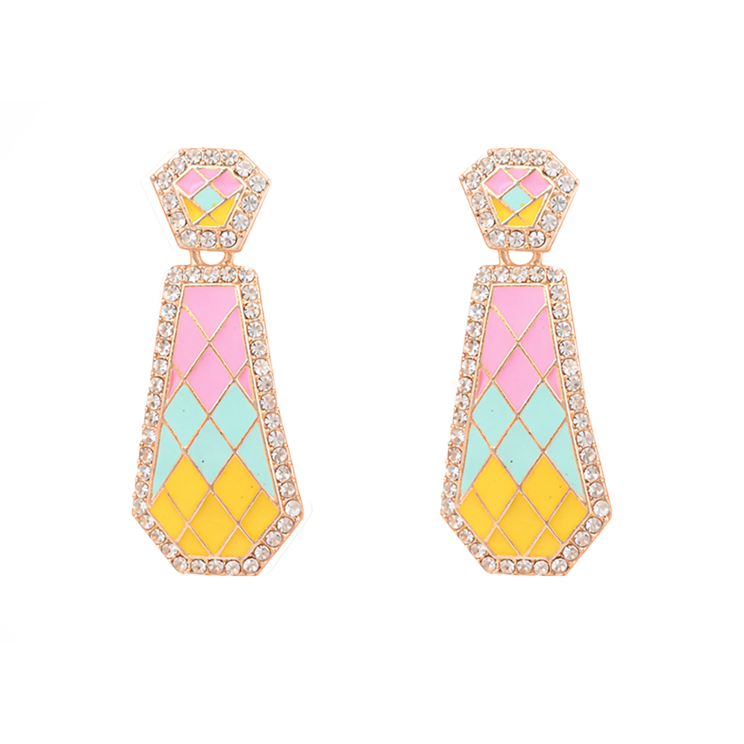 Pastel Harlequin Enamel Drop Earrings