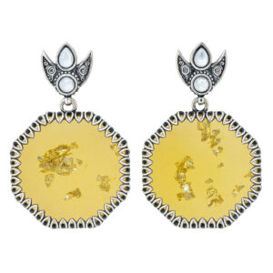 Elegant yellow resin dangle earrings